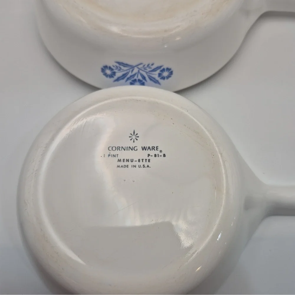 Vintage Corning Ware Blue Cornflower P-81-B 1 Pint & P-83-B Menu Elite 6.5